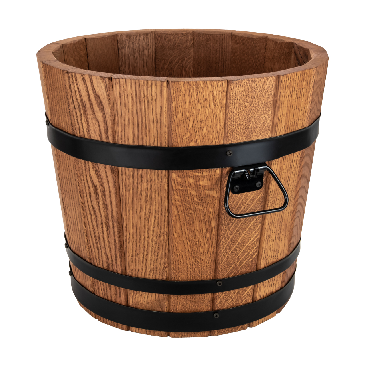 Fenyőfa kád, magas, kerek, közepes, magassága 38 cm, átmérője 43 cm