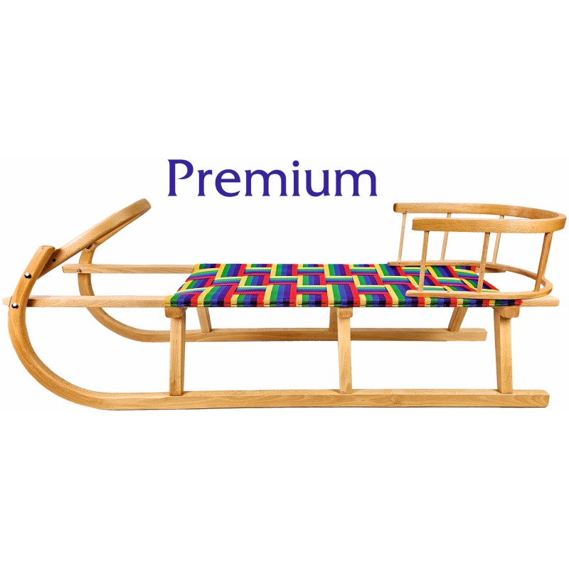 Fa szánkó háttámlával PREMIUM 45 x 39 x 124 cm