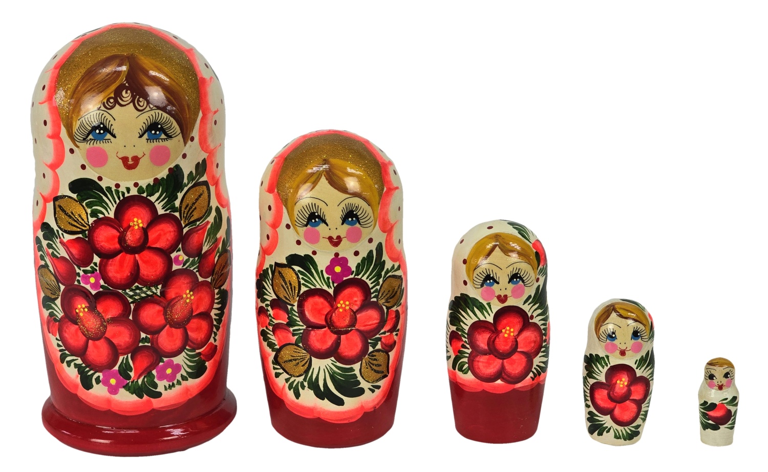 Eredeti orosz fészkelő baba 18 cm, 5 darabos készlet