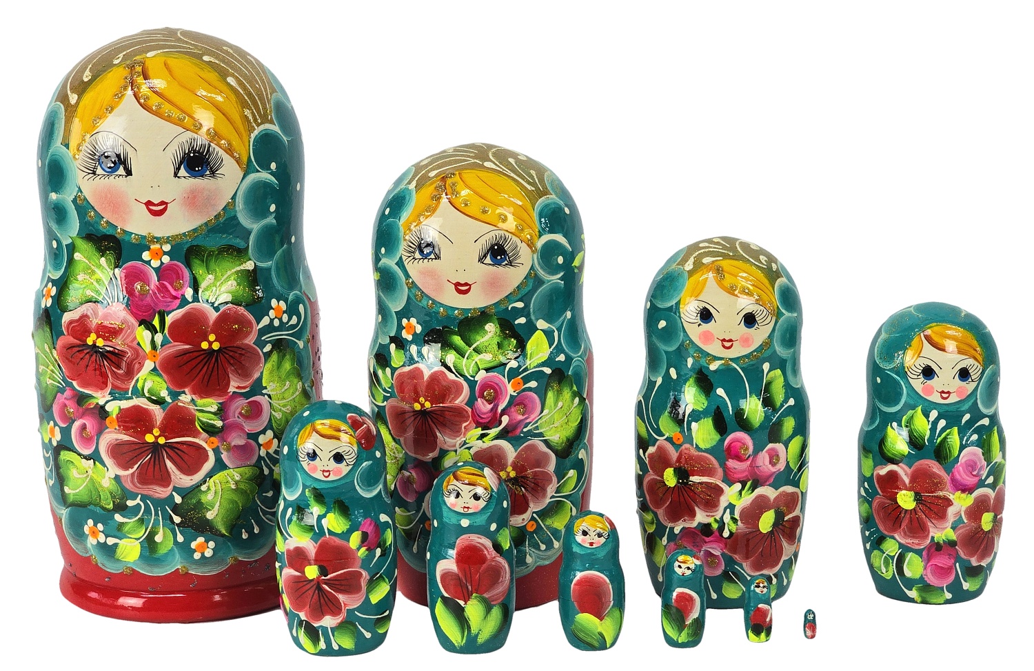Eredeti orosz fészkelő baba 26 cm, 10 db-os készlet