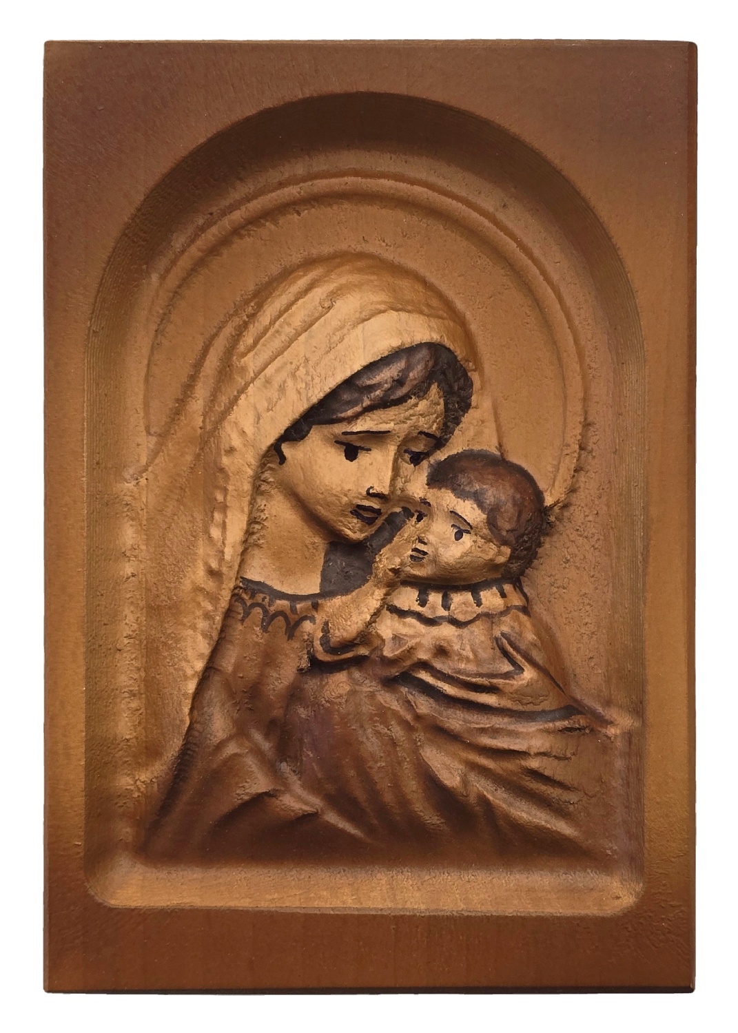 Szűz Mária a kis Jézussal fa ikon kép 10 x 14 cm
