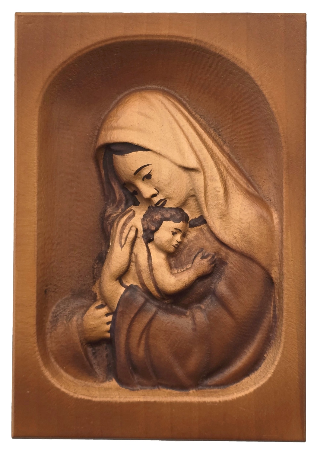 Szűz Mária a kis Jézussal fa ikon kép 10 x 14 cm