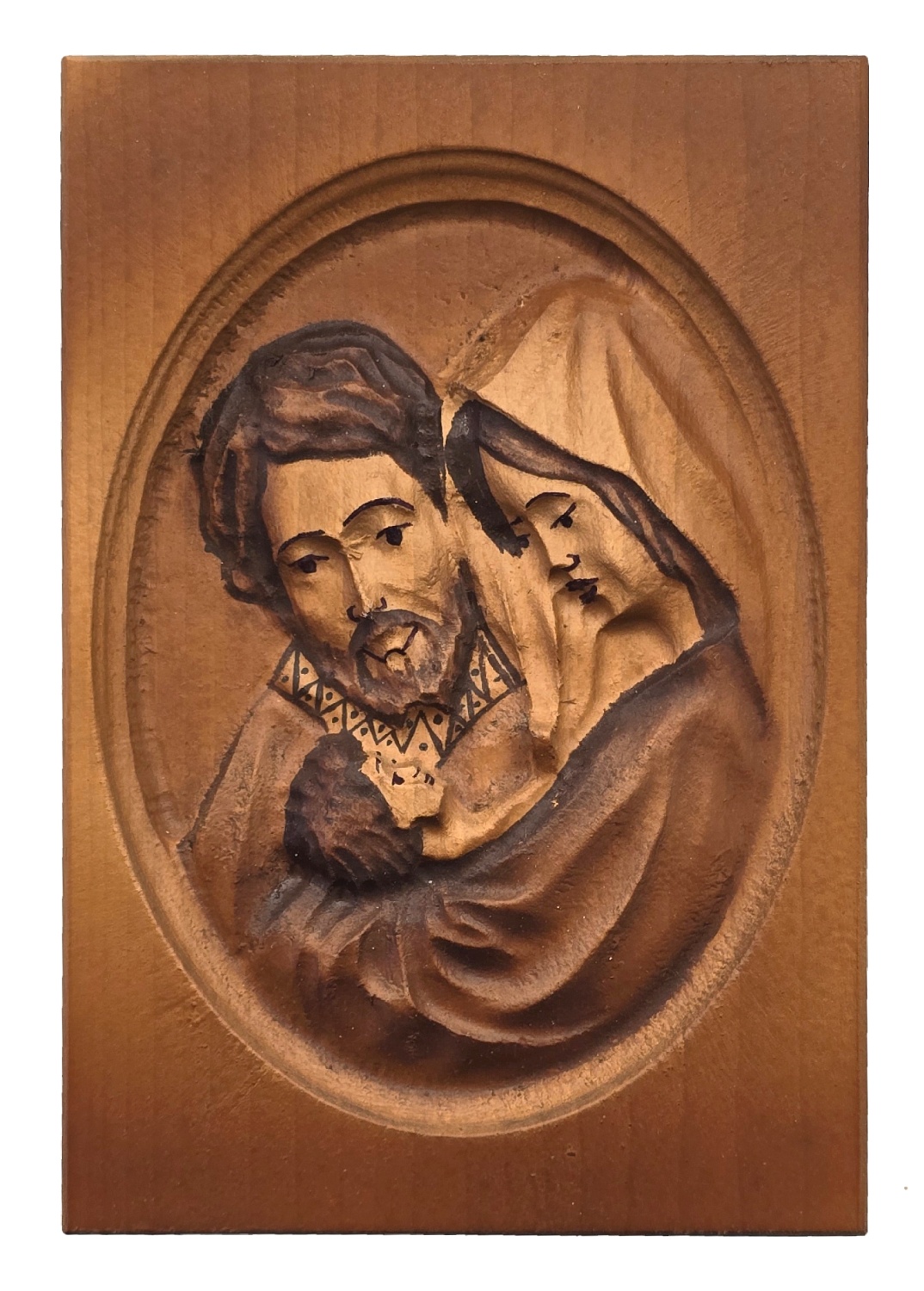 Fából készült Szent Család kép 14 x 10 cm