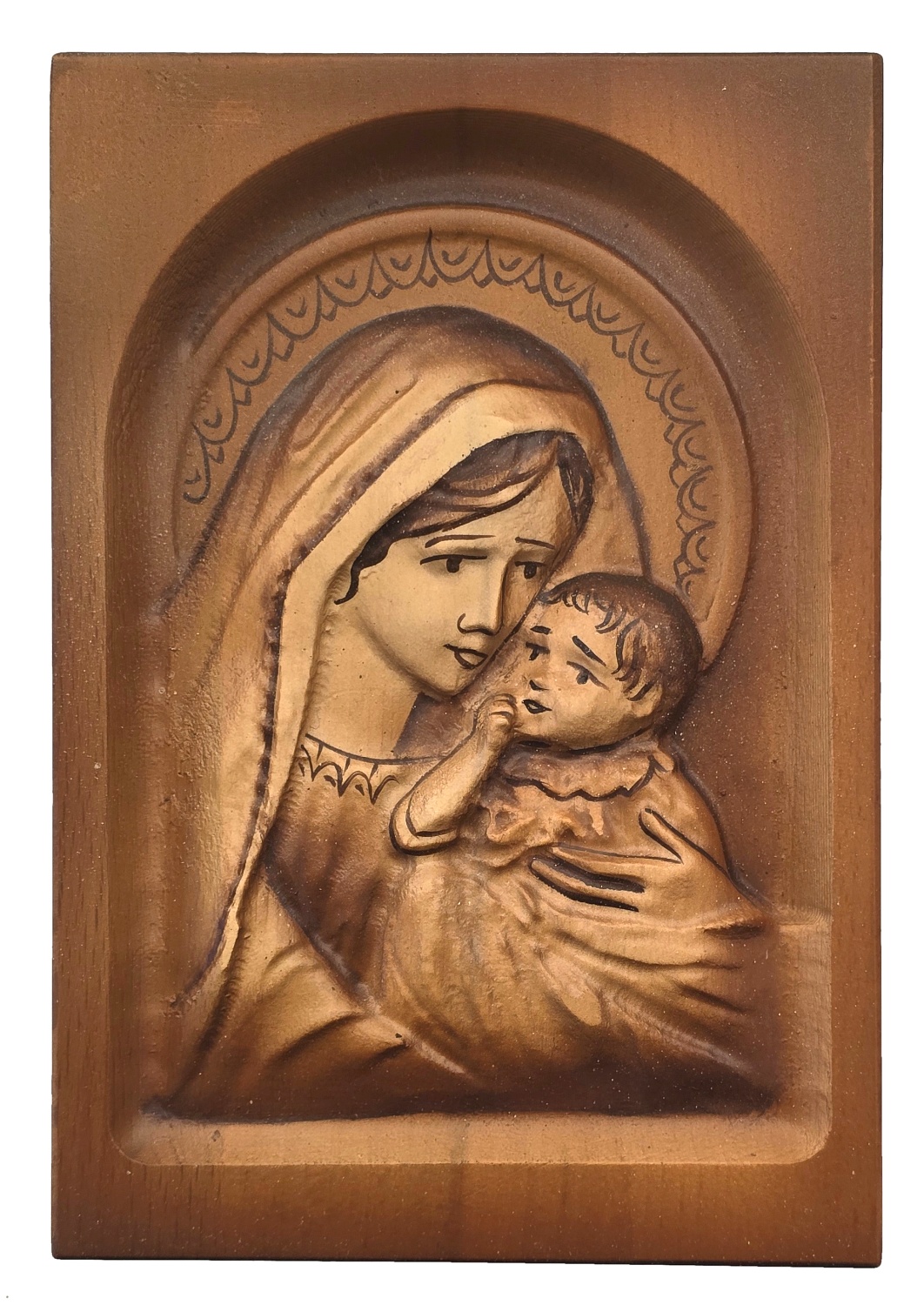 Szűz Mária a kis Jézussal fa ikon kép 19 x 13 cm