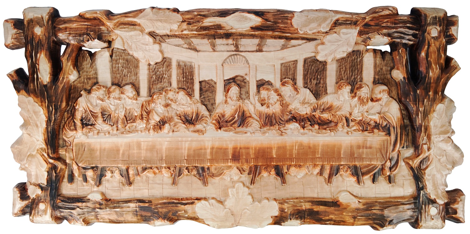 Fafestmény "Az utolsó vacsora" 120 x 58 cm