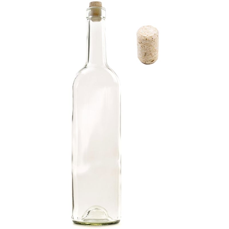 Borosüveg BORDÓ színtelen 750 ml parafával