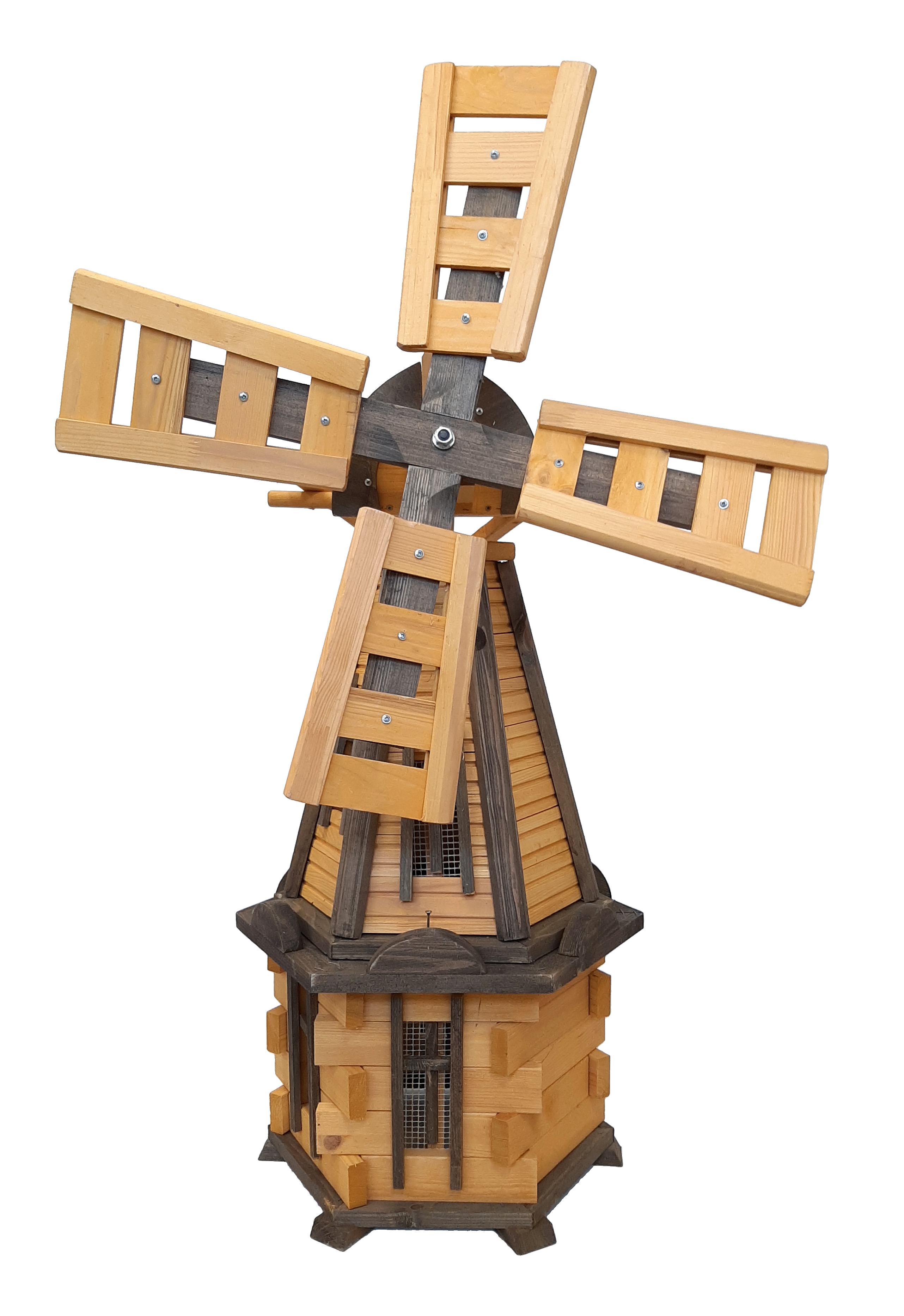 Fából készült kerti szélmalom, forgó, dekoratív 140 cm