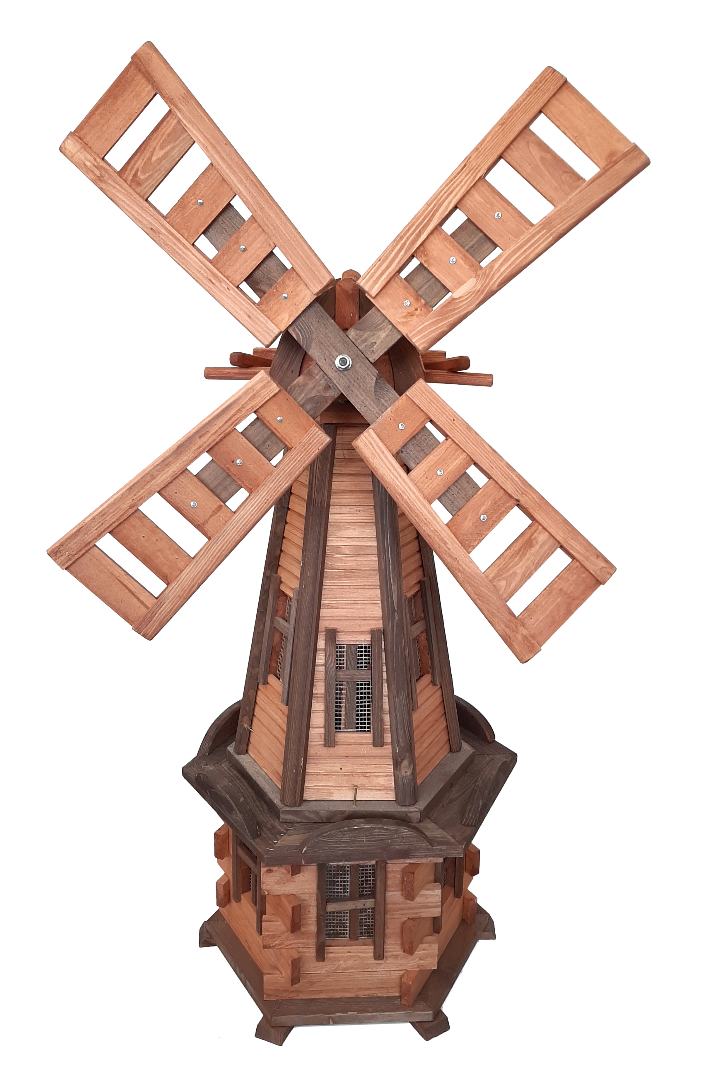 Fából készült kerti szélmalom, forgó, dekoratív 140 cm