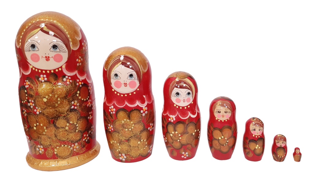 Eredeti orosz fészkelő baba 22 cm, 7 darabos készlet